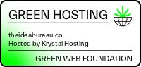 A badge verifying that The Idea Bureau website runs on green hosting.